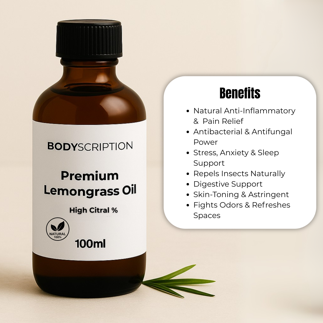 100% steam distilled Pure Lemon Grass Oil, High Citral % 100ml