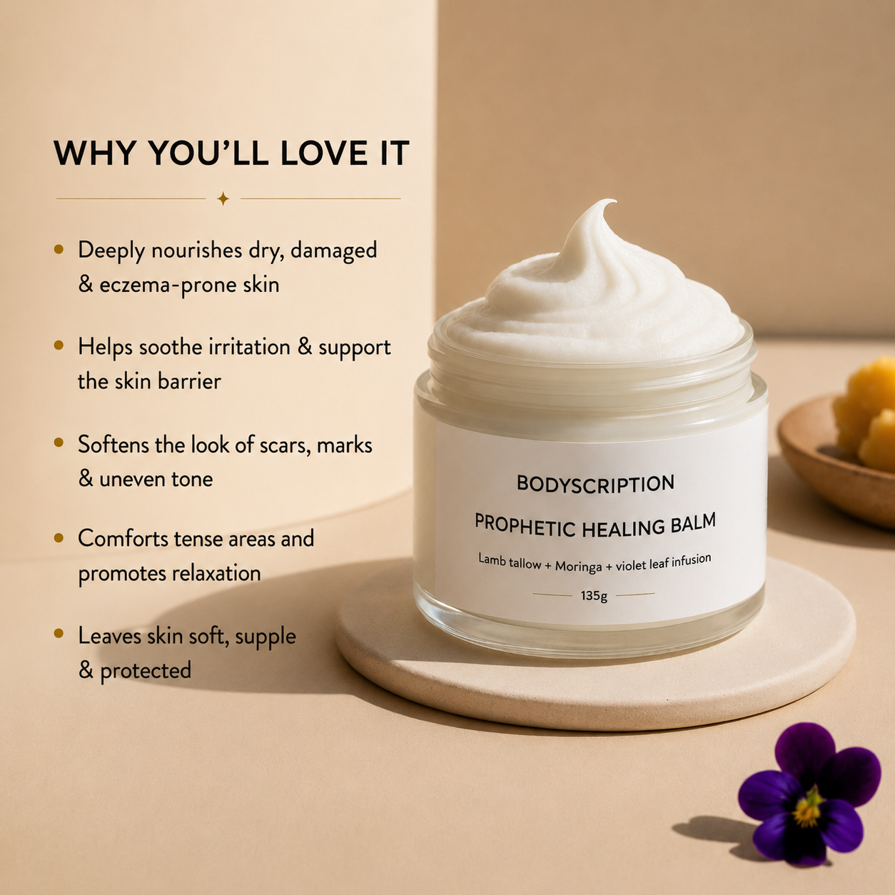 Pre order Prophetic healing balm - Lamb tallow, Moringa + Violet infusion
