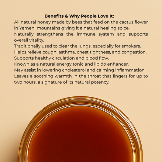 Yemeni Mountain Spicy Cactus Healing Honey – Respiratory Health, Warming. Raw. Deeply Restorative.